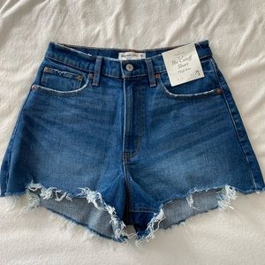 Abercrombie & Fitch Blue High Waist Denim Shorts